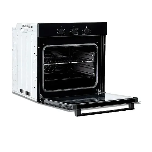 Pachet Cuptor electric incorporabil Nuova Cucina, 60 cm, sticlă neagră, 6 funcții, curățare catalitică, Clasa A + Plita pe gaz Studio Casa PG660 ISEO Black, 4 arzatoare gaz