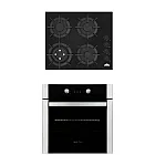 Pachet Cuptor Electric Incorporabil, Studio Casa Venezia Clasic, Ln605Blk, 56L, Clasa A, Termostat, 8 Functii + Plită pe gaz incorporabilă Nuova Cucina, 60cm, 4 arzătoare, Wok, sticlă neagră - Studiocasa.ro