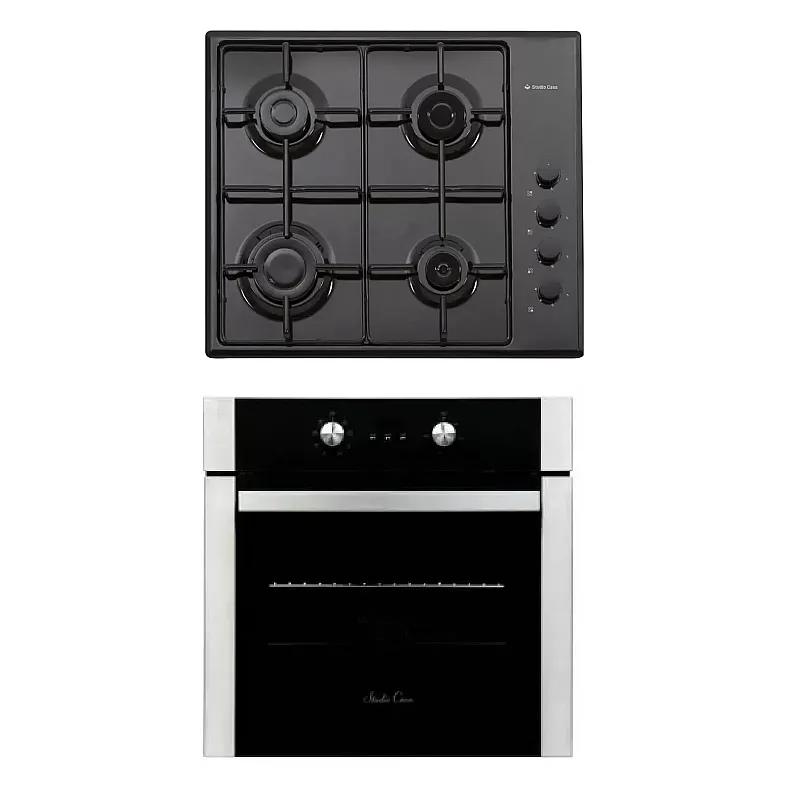 Pachet Cuptor Electric Incorporabil, Studio Casa Venezia Clasic, Ln605Blk, 56L + Plita pe gaz Studio Casa PG660 ISEO Black - Studiocasa.ro