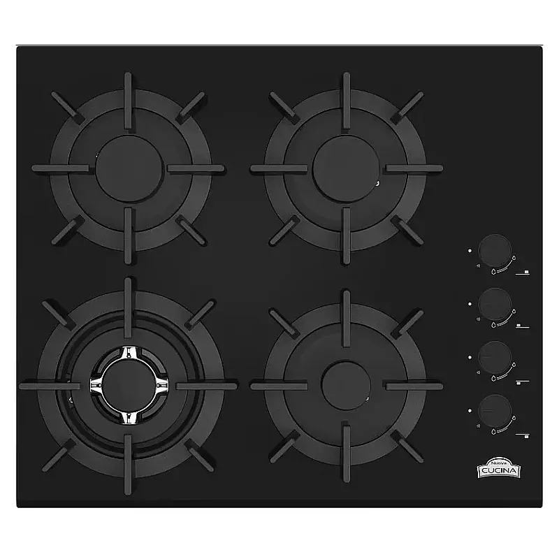 Pachet Cuptor electric incorporabil Studio Casa Ambra Nero FE808, 8 functii, Ventilator, Timer digital, 80 l, Grill electric, Clasa energetica A, Sticla neagra + Plită pe gaz incorporabilă Nuova Cucina, 60cm, 4 arzătoare, Wok, sticlă neagră - Studiocasa.r