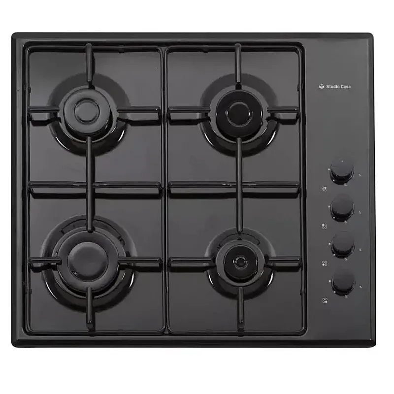 Pachet Cuptor electric incorporabil Studio Casa Ambra Nero FE808, 8 functii, Ventilator, Timer digital, 80 l, Grill electric, Clasa energetica A, Sticla neagra + Plita pe gaz Studio Casa PG660 ISEO Black, 4 arzatoare gaz - Studiocasa.ro