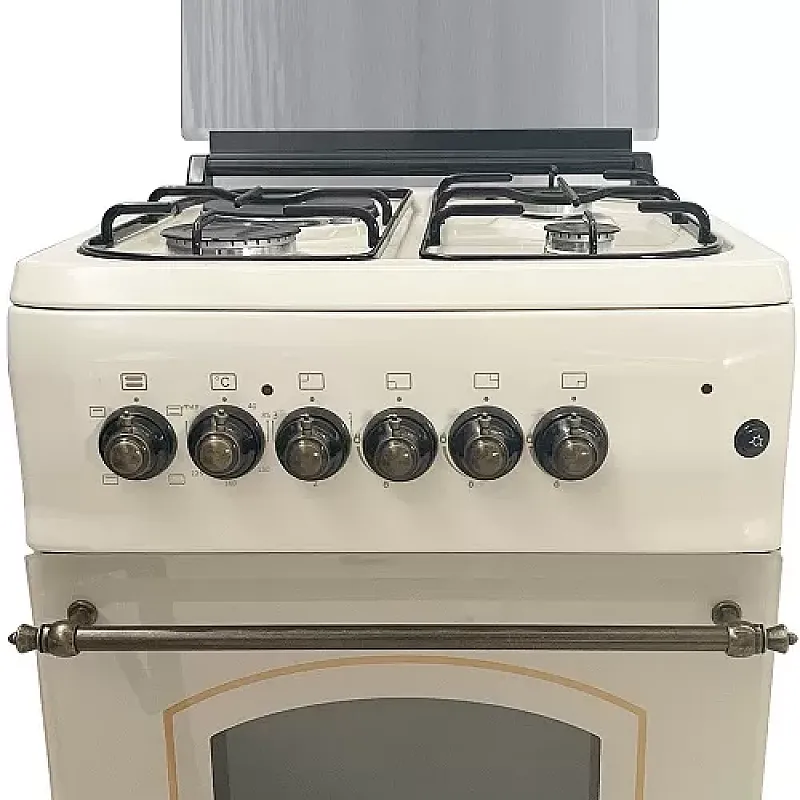 Aragaz rustic 3 arzatoare gaz, 1 arzator electric, Cuptor electric, 50x55cm, Studio Casa Firenze, FE50 553G, Aprindere electrica