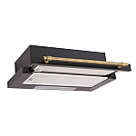 Hota incorporabila telescopica, 60 cm, Studio Casa Lean Retro-Nero, 2 motoare, 3 viteze