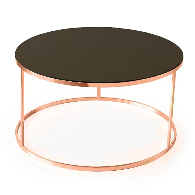 Masuta rotunda de cafea AY&Me, Blat de sticla, 80 cm, Bronze Glass