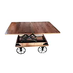 Resigilat Masa modulara Coffee & Dining Marova Wheel Natural Studio Casa, 90 x 60 cm, extinsa 120 x 90 cm, Design industrial - Studiocasa.ro