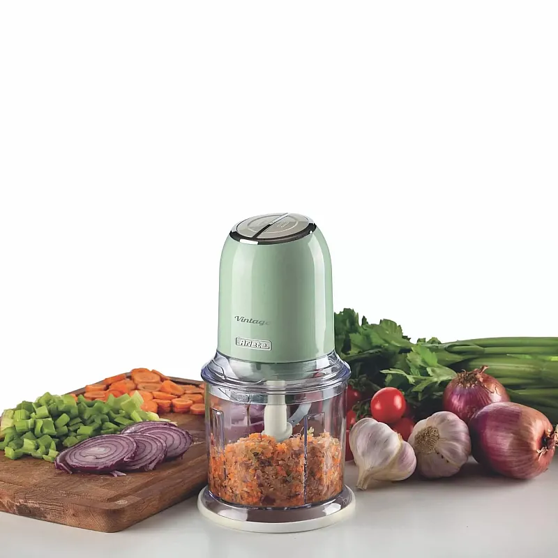 Tocator Ariete Vintage 438/04, Inox, 600ml, 400W, 2 viteze, 4 lame, Cream/Green