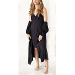 Pijama dama Nicol Da Re, Juliette, Bambus si dantela, camasa de noapte cu halat, XL, Negru