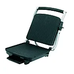 Grill electric Studio Casa Panini & Grill SC2128, tava scurgere detasabila, 2000 W, deschidere mare, termostat, Negru/Argintiu