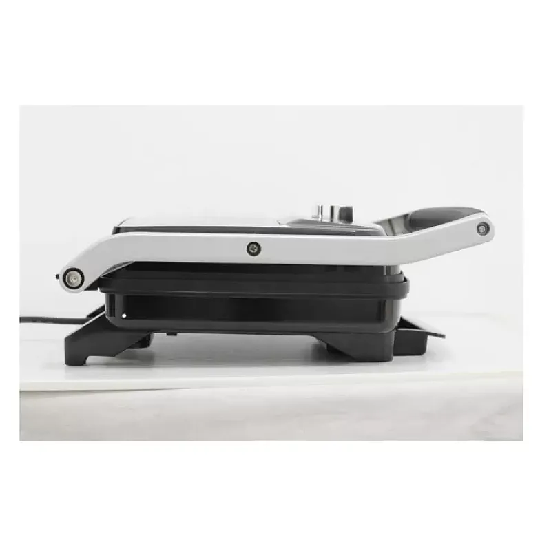 Grill electric Studio Casa Panini & Grill SC2128, tava scurgere detasabila, 2000 W, deschidere mare, termostat, Negru/Argintiu