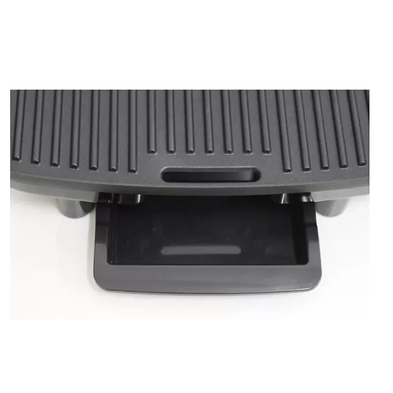 Grill electric Studio Casa Panini & Grill SC2128, tava scurgere detasabila, 2000 W, deschidere mare, termostat, Negru/Argintiu