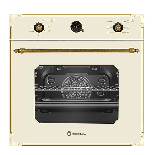 Cuptor Electric Incorporabil ,  Studio Casa Parma Rustic, Fe660, 61L, 6 functii, Sticla crem