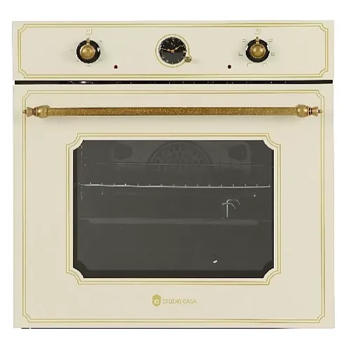 Pachet cuptor electric si plita gaz Studio Casa Positano Rustic, gratare fonta, culoare crem