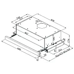 Hota incorporabila telescopica, 60 cm, Studio Casa Lean Retro-Nero, 2 motoare, 3 viteze